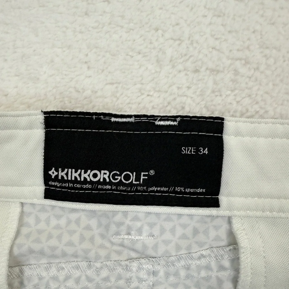 Kikkor Golf Pants Mens Size 34 (36x33) White Gray Geometric Print Performance